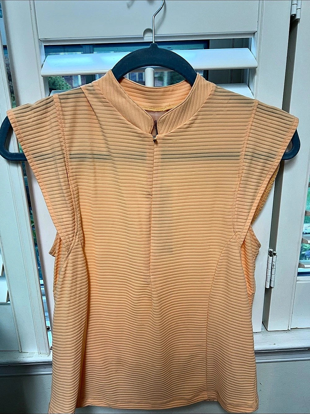 Cala Pleated Sleeveless Mock Neck Top Pleated Mock Neck Top in Orange Small NWT